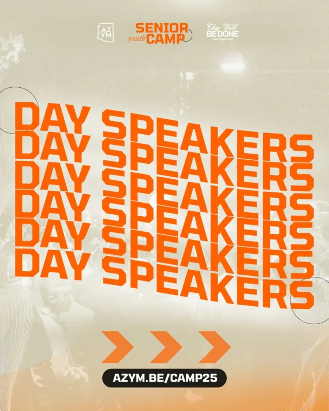 🔥 SENIOR YOUTH CAMP 2025 🔥
We are looking forward to hearing from Arizona’s own during our day services this year!

🗓️ June 9th-13th
📍Camp Shadow Pines, Heber Arizona

📝 REGISTER TODAY @ azym.be/Camp25